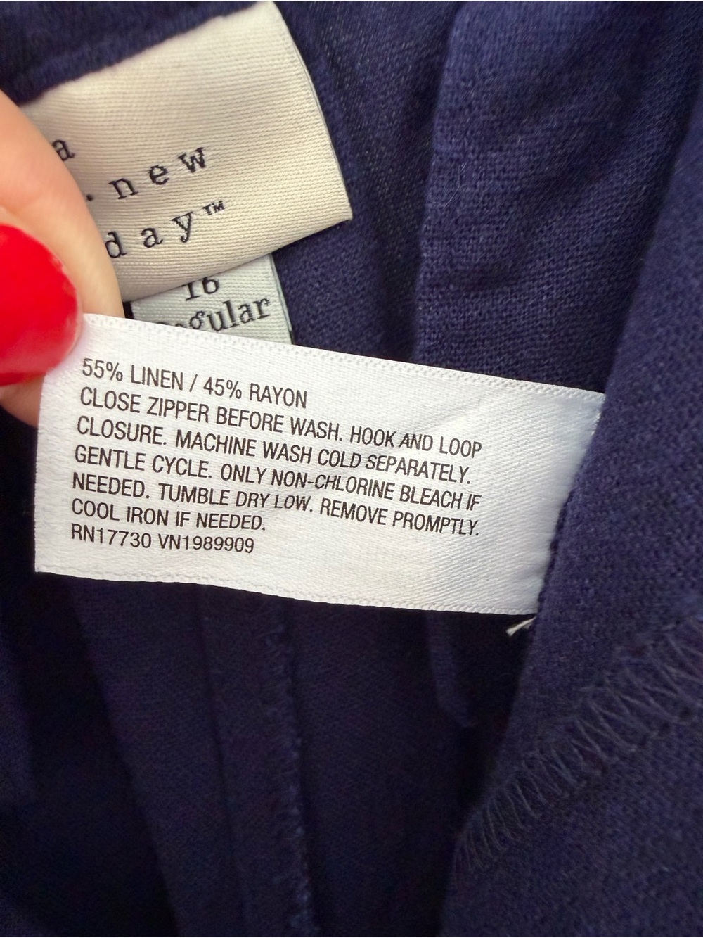 A New Day NWT Navy Linen Blend Cropped Wide Leg Pants Size 16 NWT - Picture 8 of 15